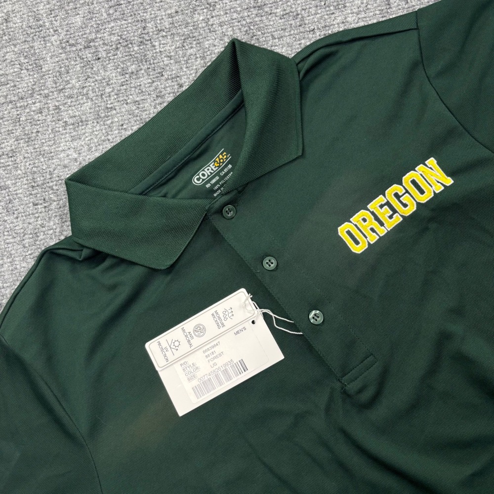 CORE365 Polo Shirt Large Forest Green Oregon football US Flag NWT Men's